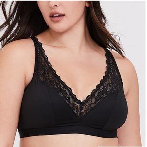 Torrid Black Microfiber & Lace Lightly Padded Bralette